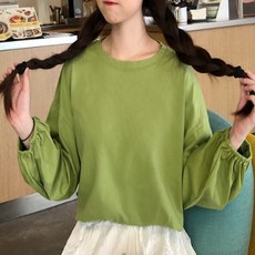 유토밸런오 여성용 벌륜소매 무지 티셔츠