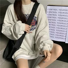 여신 봄가을 오버핏 라운드 긴팔티셔츠