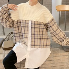 Damon 襯衫疊穿大學T 孕婦外出服 CHS