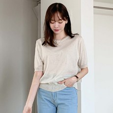 Jenit 女款寬鬆版型圓領基本款反轉後開衩亮點後背針織衫 n1812