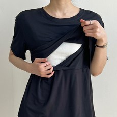 BLOOMMATERNITY 基本款短袖哺乳T恤, 黑色