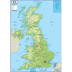 Map.Come 英國地圖地形塗層 110 x 150 厘米, 1個