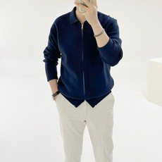 Adore Classic 男士紳士領雙向拉鍊半寬鬆版型針織開襟衫