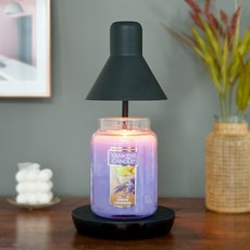 YANKEE CANDLE 遙控蠟燭加熱燈+蠟燭 L號+燈泡組 2入, 黑色(蠟燭加熱燈)+Lemon Lavender(蠟燭)