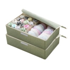 市場感性17格內衣收納箱 綠色, 2個