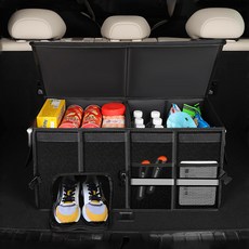 GMG MOTORS 車用室內空間擴展鞋子收納Grand B後車箱整理箱 52L, 黑色