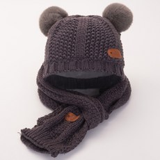 조이멀티 엠케이 유아용 도톰 뜨개방울 모자 + 목도리 세트