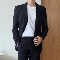 언탭트 남성용 여름 린넨 원버튼 정장 팬츠 세트