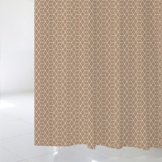 北歐風印花浴簾1520*1880+塑膠掛鉤 12入+白色窗簾桿全套, 混色系, SC610款, 1套