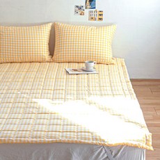 루시드슬립 국내산 부드러운 드림체크 고정밴드 침대패드, 샤인 옐로우