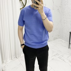 아도르클래식 남성용 라운드 여름 니트 반팔 티셔츠