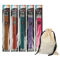 KnitPro Zing系列彩色金屬長針組 5款+收納袋, 1套