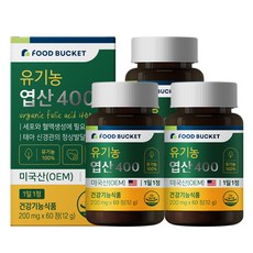푸드버킷 유기농 엽산 400 12g, 60정, 3개