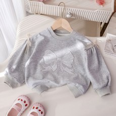 U-vely 女童雅戈圓領蝴蝶結印花長袖T恤