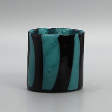 Simple&Glow 多用途條紋感性玻璃迷你花瓶 14cm, 藍綠色