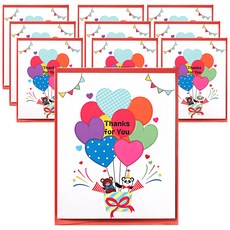2Youngdesign 圖案印花立體賀卡, 感謝氣球款, 10組