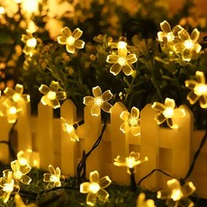 太陽能LED花朵拉旗戶外燈串20燈組, 暖色, 1套