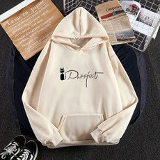 可愛貓咪字母印花寬鬆刷毛連帽T恤 孕婦上衣