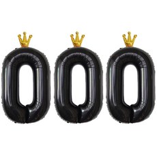 JOYPARTY 0號銀箔皇冠充氣皇冠90cm, 黑色, 3入