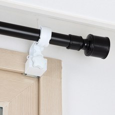 Seryu 現代風 25mm 窗簾桿 + 免鑽孔掛勾桿子套組, 黑色