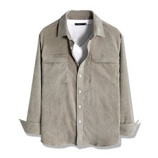 男款燈芯絨簡約彈性襯衫