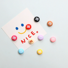 BEEBUYONE 柔和色圓形m冰箱磁鐵 9種組, 混色