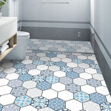 쿼르디 바닥 시트지, 육각형 기하학 블루