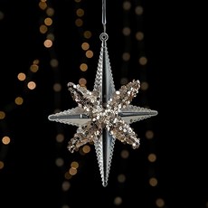 Home Flow冬季氛圍亮片壓克力吊飾裝飾品鑰匙 2種組, 明星01, 1個