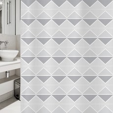 北歐風浴簾 1800*1880mm sc13+塑膠掛鉤 12入+白色掛桿, 1套