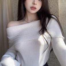 PEONIST 女款露肩修身長袖針織衫