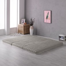 BEDNET FURNITURE 10區 3折式空氣泡棉床墊 + 外層床包套組, 深米色, 120mm
