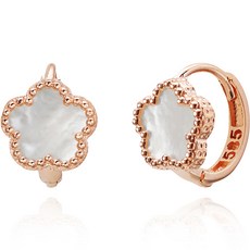 SEMI JEWELRY 女款 14K 派花 易扣式 珍珠母貝 耳環 + 購物袋