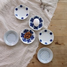 藍色圖案醬料碟 6入組, 混色, 1套