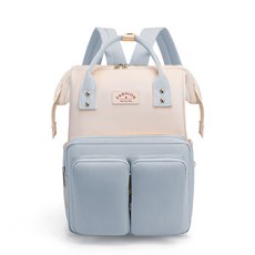 JH Company 彩色雙口袋後背包, 藍色