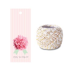indi.k 包裝吊牌 100p + 麻繩 18m 套組, 一朵康乃馨 老師謝謝您(吊牌), 白金色(麻繩), 1套