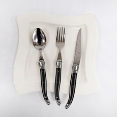 Laguiole Jean Neron 法國製經典蜂蠟餐具晚餐組 黑色, 1組, 餐叉, 餐刀, 餐匙