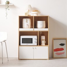 서울소호 스토리지 주방수납 멀티 선반 렌지대 800 방문설치, 오크화이트, 3단
