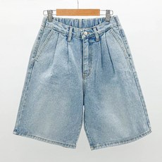 디아미뇽 여성용 플랜 뒷밴딩 하프 데님 팬츠