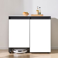 엘리에셀 비스포크 오브제 로봇청소기형 광폭 하부장 다용도 선반 틈새장 홈카페 수납장 1000 방문설치, 화이트