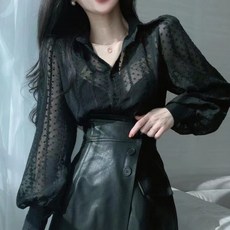 PEONIST 泡泡袖透視領襯衫