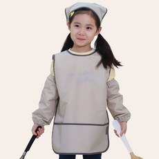 BEBE CHOUETTE 幼兒粉彩防水無袖圍裙 + 頭巾 + 袖套組