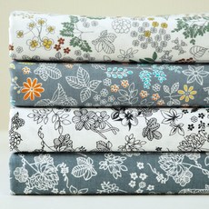 Shueshueroom 印花棉質布料 4件組, SH-152 花園款, 55*45cm, 1組