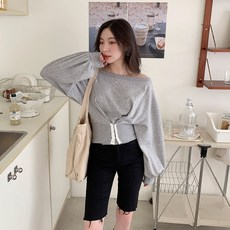 린다샵 러븐트 라운드넥 후크 크롭 맨투맨 cpt11591k2c