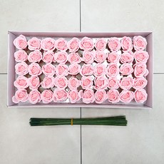 EPLYN 迷你玫瑰造型肥皂DIY組 50入+花束 50入, 粉色, 1組
