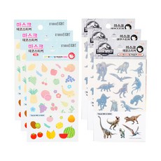 스튜디오에잇 마스크 데코 스티커 과일 3p + 쥬라기 3p 세트, 혼합색상, 1세트