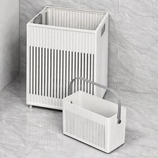Paradiso Clean Line 透氣孔折疊多功能洗衣籃 + 洗衣箱套組, 白色