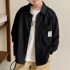 EYOUMONG Oversize翻領貼布長袖襯衫 E6S041