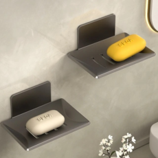 Simply Dam 黏貼式鋁製肥皂架, 灰色, 2個