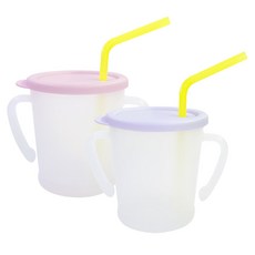 AGAFURA Magic系列雙耳防漏吸管杯, 淺粉色+淺紫色, 300ml, 2個