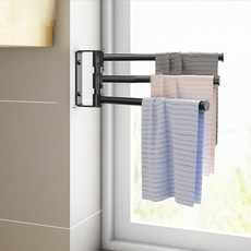 免打孔3長桿抹布架, 黑色, 1個